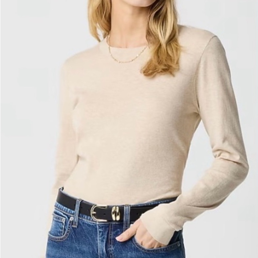 J. Crew Factory Cotton Teddie, heather light khaki, small. Fresh from drycleaner